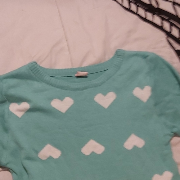 4/$25 Crissa blue teal heart print  sweater - Picture 9 of 12